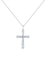 Diamond Round & Baguette Cross 18" Pendant Necklace (1/2 ct. t.w.)