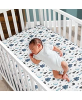 Lambs & Ivy Disney Baby Forever Pooh White/Blue Bear Fitted Crib Sheet by
