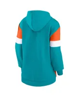 Women's Fanatics Aqua, Orange Miami Dolphins Lock It Down Pullover Hoodie