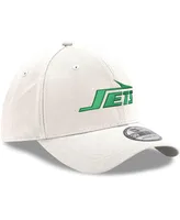 Men's New Era White York Jets Throwback Wordmark Iced Ii 39Thirty Flex Hat