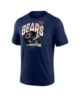 Men's Fanatics Heathered Navy Chicago Bears End Around Tri-Blend T-shirt