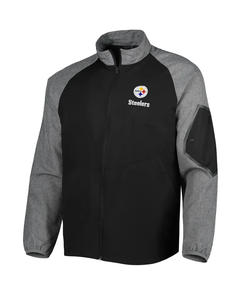 Men's Dunbrooke Black Pittsburgh Steelers Hurricane Raglan Full-Zip Windbreaker Jacket