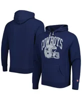 Men's Homage Navy Dallas Cowboys Retro Helmet Tri-Blend Raglan Pullover Hoodie