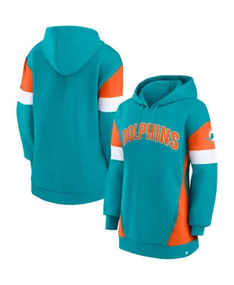 Women's Fanatics Aqua, Orange Miami Dolphins Lock It Down Pullover Hoodie