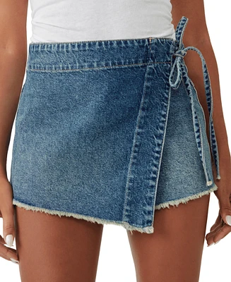 Free People Women's Emmy Cotton Denim Mini Skort