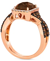 Le Vian Chocolate Quartz (2 ct. t.w.) & Diamond (5/8 ct. t.w.) Halo Twist Ring in 14k Rose Gold