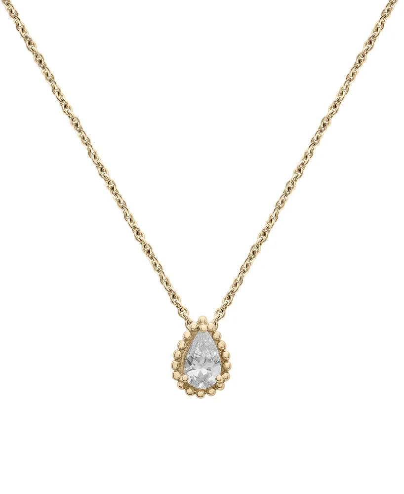 Diamond Pear Solitaire Pendant Necklace (1/4 ct. t.w.) in 14k Gold, 16" + 2" extender