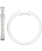 Forever Grown Diamonds Lab Created Diamond Medium Hoop Earrings (1ct. t.w.) in Rhodium-Plated Sterling Silver, 1.12"
