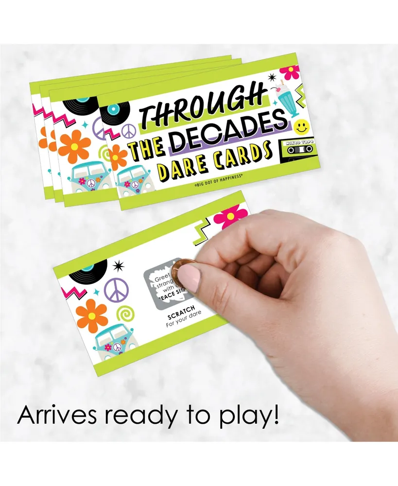 Through the Decades Party Game Scratch Off Dare Cards - 22 Count - Assorted Pre