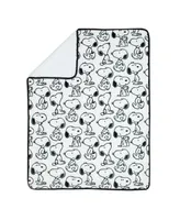 Lambs & Ivy Classic Snoopy Minky and Sherpa Baby Blanket - White/Black