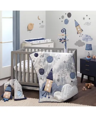 Lambs & Ivy Sky Rocket 5-Piece Blue Galaxy/Space Nursery Baby Crib Bedding Set