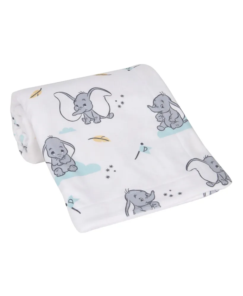 Lambs & Ivy Disney Baby Dumbo Elephant White Minky/Fleece Sherpa Baby Blanket