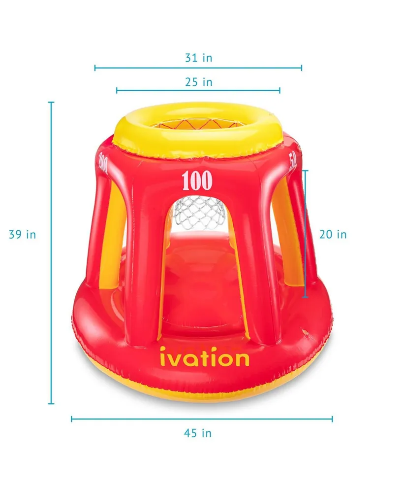 Ivation Inflatable Floating Pool Toy, Hoop & Ball for Swimming Pool