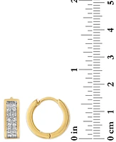 Esquire Men's Jewelry Cubic Zirconia Small Huggie Hoop Earrings, 1/2", Created for Macy's