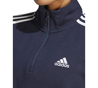 adidas Women's Cotton 3-Stripes Quarter-Zip Sweatshirt