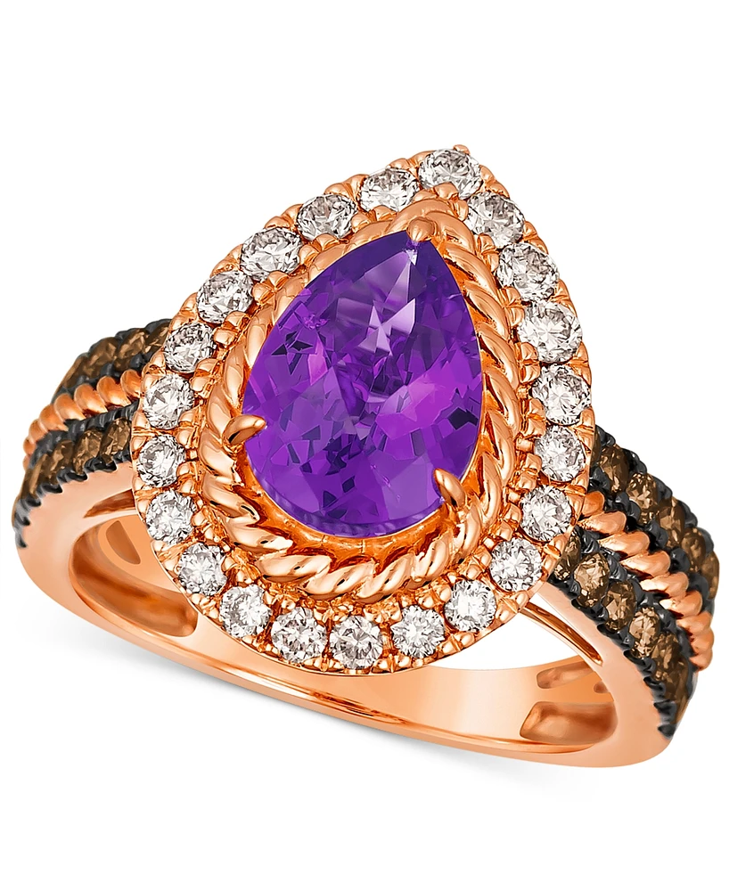 Le Vian Grape Amethyst (1-5/8 ct. t.w.), Chocolate Diamonds (1/2 ct. t.w.) & Nude Diamonds (1/2 ct. t.w.) Pear