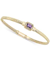 Amethyst (1/2 ct. t.w.) & White Topaz (1/5 Woven Bangle Bracelet 14k Gold-Plated Sterling Silver (Also Citrine Swiss Blue Topaz)