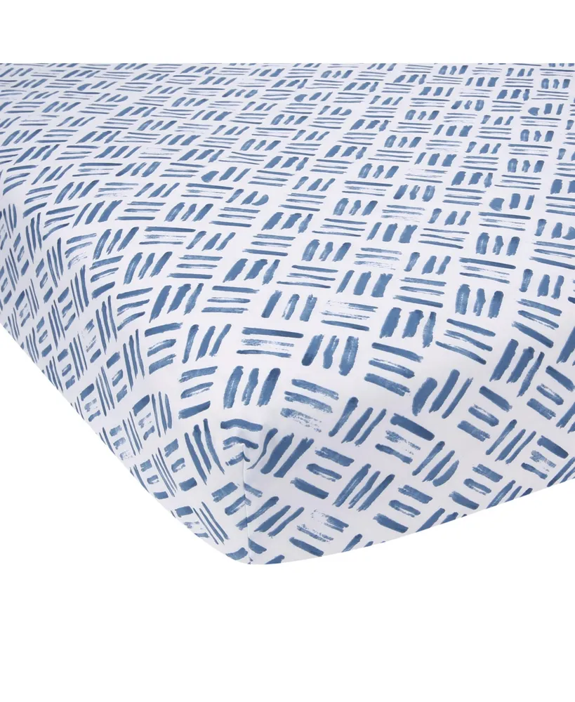 Lambs & Ivy Signature Crosshatch Organic Cotton Navy Blue Fitted Crib Sheet