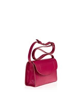 Women's Leather Runthrough Mini Bag (Dark Pink)