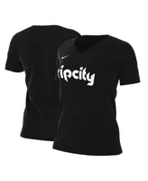 Women's Nike Black Portland Trail Blazers 2022/23 City Edition Essential V-Neck T-shirt