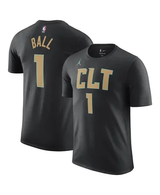 Men's Jordan LaMelo Ball Black Charlotte Hornets 2022/23 City Edition Name and Number T-shirt