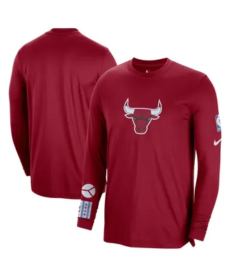 Men's Nike Red Chicago Bulls 2022/23 City Edition Pregame Warmup Long Sleeve Shooting Shirt