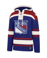 Men's '47 Brand Blue, Red New York Rangers Superior Lacer Pullover Hoodie