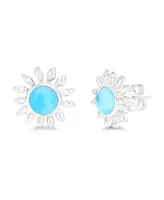 Macy's Larimar Sunflower Stud Earrings in Sterling Silver