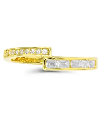 Macy's Round and Baguette Cubic Zirconia Overlapped Ring (5/8 ct. t.w.) 14 Karat Yellow Gold Over Sterling Silver