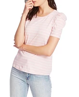 Court & Rowe Women's Short Sleeve Classic Stripe Puff Sleeve T-shirt