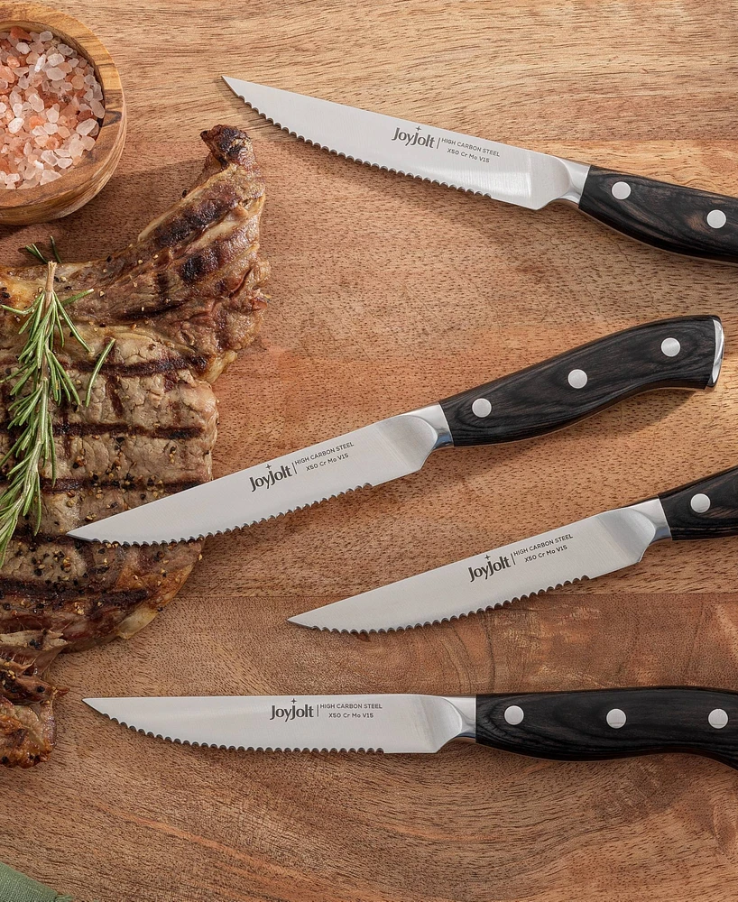 JoyJolt 4 Piece Steak Knife High Carbon Steel Kitchen Knife Set