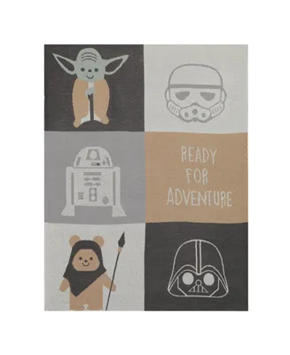Lambs & Ivy Star Wars The Force Knit Baby Blanket - Yoda/Ewok/R2-D2/Vader