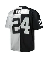 Men's Mitchell & Ness Charles Woodson Black, Silver Las Vegas Raiders Big and Tall Split Legacy Retired Player Replica Jersey