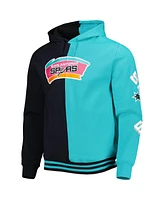 Men's Mitchell & Ness Black, Teal San Antonio Spurs Hardwood Classics Split Pullover Hoodie
