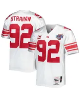 Men's Mitchell & Ness Michael Strahan White New York Giants Super Bowl Xlii Authentic Throwback Retired Player Jersey