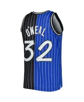 Men's Mitchell & Ness Shaquille O'Neal Blue, Black Orlando Magic Hardwood Classics 1994-95 Split Swingman Jersey