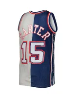 Men's Mitchell & Ness Vince Carter Navy, Gray New Jersey Nets Hardwood Classics 2006-07 Split Swingman