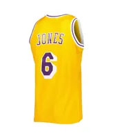 Men's Mitchell & Ness Eddie Jones Gold Los Angeles Lakers 1996-97 Hardwood Classics Swingman Jersey