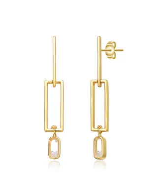 14K Gold Plated Green Cubic Zirconia Drop Earrings