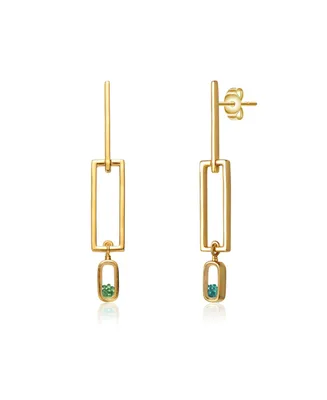 Rachel Glauber 14K Gold Plated Emerald Cubic Zirconia Drop Earrings