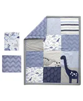 Bedtime Originals Roar Blue/Gray/White Dinosaur 3-Piece Nursery Baby Crib Bedding Set