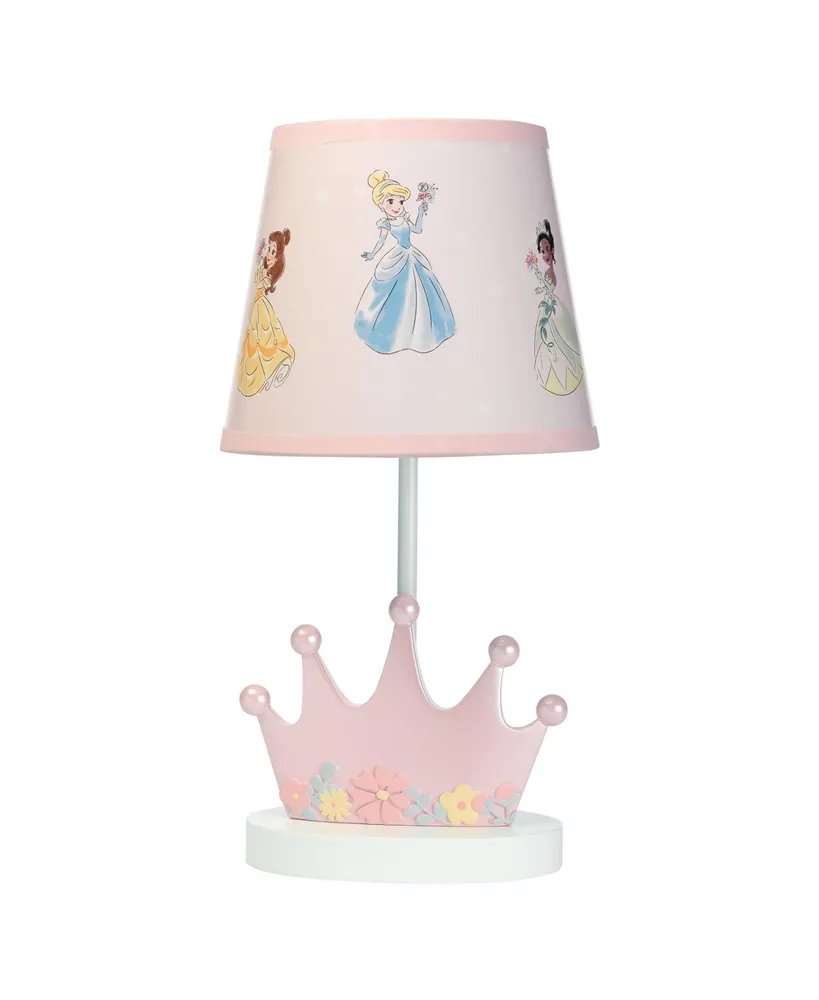 Lambs & Ivy Disney Princesses Pink Crown Nursery Lamp with Shade & Bulb