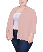Ny Collection Plus Draped Open-Front Cardigan Sweater
