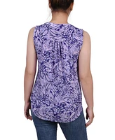 Ny Collection Women's Sleeveless Jacquard Y-Neck Top