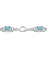 Macy's Sky Blue Topaz and White Topaz Bracelet (7 ct. t.w and 5/8 ct. t.w) in Sterling Silver