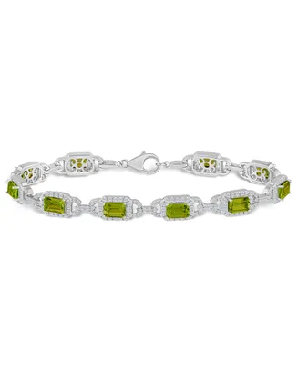 Macy's Peridot And White Topaz Bracelet (7 ct. t.w and 5/8 ct. t.w) in Sterling Silver