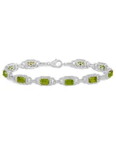 Macy's Peridot And White Topaz Bracelet (7 ct. t.w and 5/8 ct. t.w) in Sterling Silver