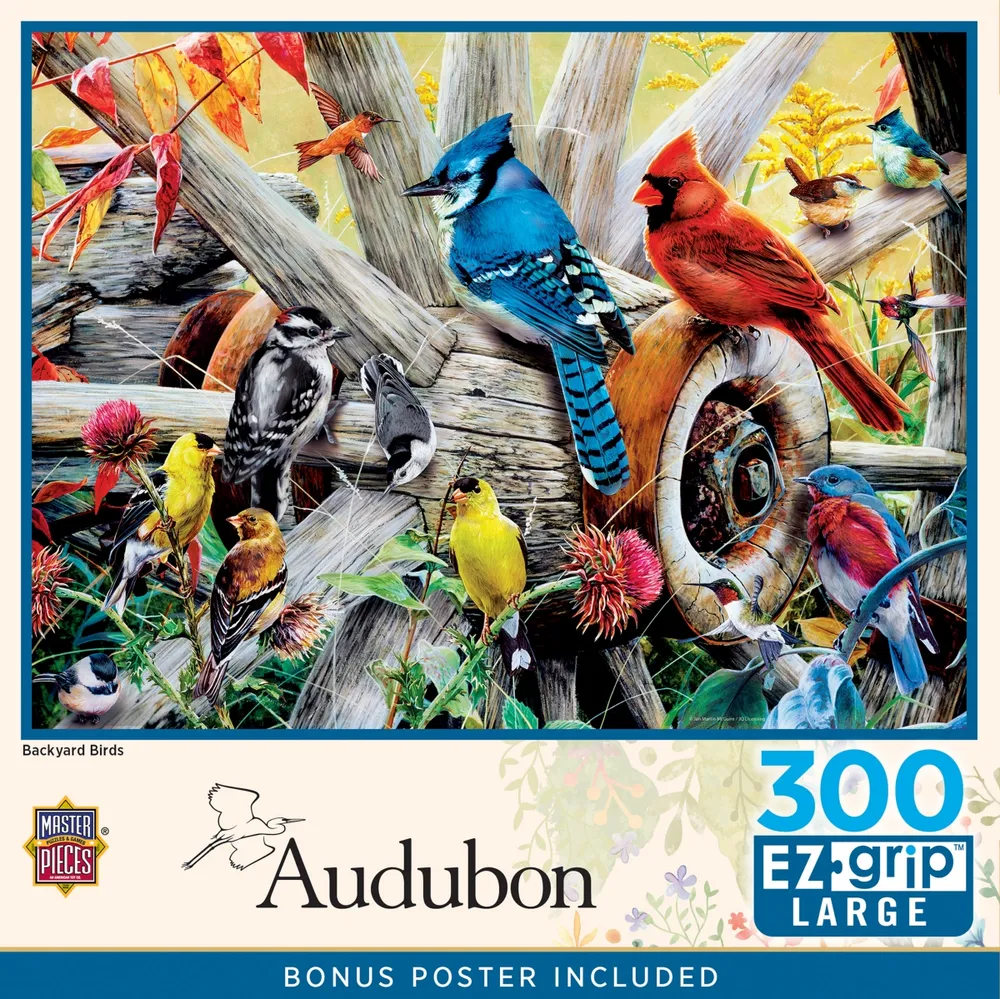 Masterpieces Audubon - Backyard Birds 300 Piece Ez Grip Jigsaw Puzzle