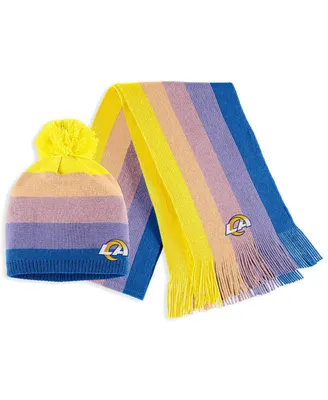Women's Wear by Erin Andrews Gold Los Angeles Rams Ombre Pom Knit Hat and Scarf Set