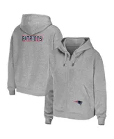 Women's Wear by Erin Andrews Heather Gray New England Patriots Plus Full-Zip Hoodie